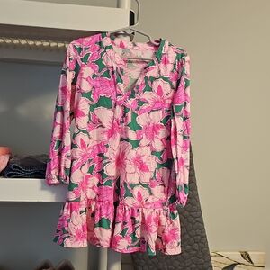Lilly Pulitzer Pink and Green Floral Kids Dress
